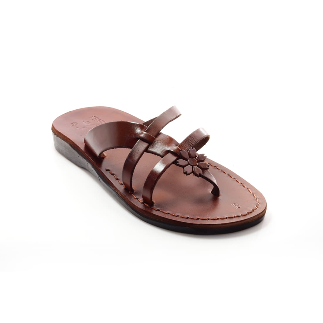 Gaia - Creations Holysouq Leather detail between-toe Handmade flower sandal – - Leather