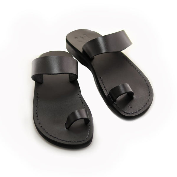  sandals, Black Men Leather Slides Slippers Model 18 - Holysouq - Handmade Leather Creations
