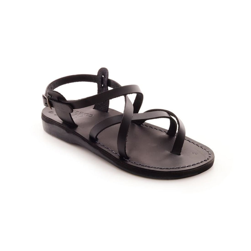 Zorah - Black leather thong sandal - sandals