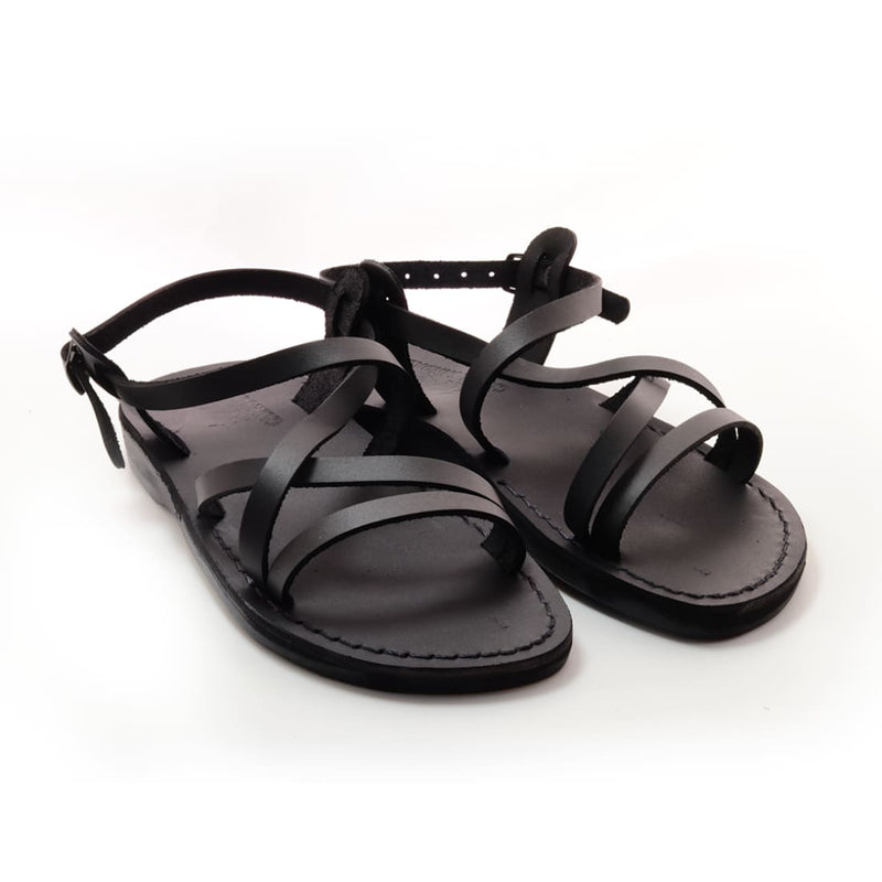 T-strap Leather Sandals Made in Greece, Handmade Women's Leather Sandals,black  Sandals,flat,ankle Strappy Despoina -  Canada