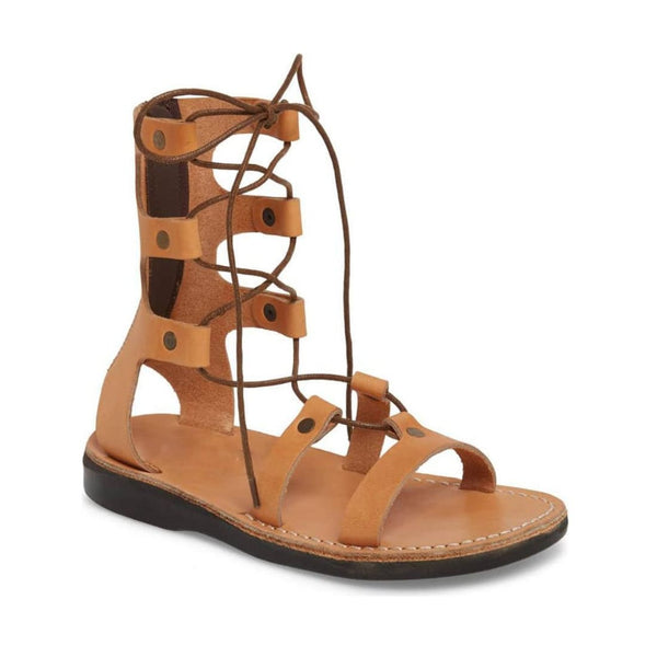 Amazon.com | Size 5 Honey Emmanuela Ancient Greek Style Calf High Leather  Sandals, Handmade Gladiator Tie up Sandals, Quality Strappy Summer Shoes,  Boho Chic Toe Ring Lace up Sandals | Flats