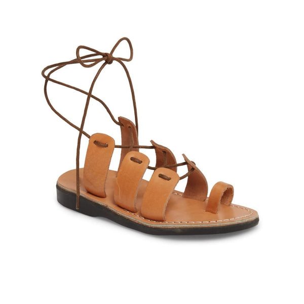  sandals, Women's Leather Lace-Up Sandals Tan Sandals - Holysouq - Handmade Leather Creations