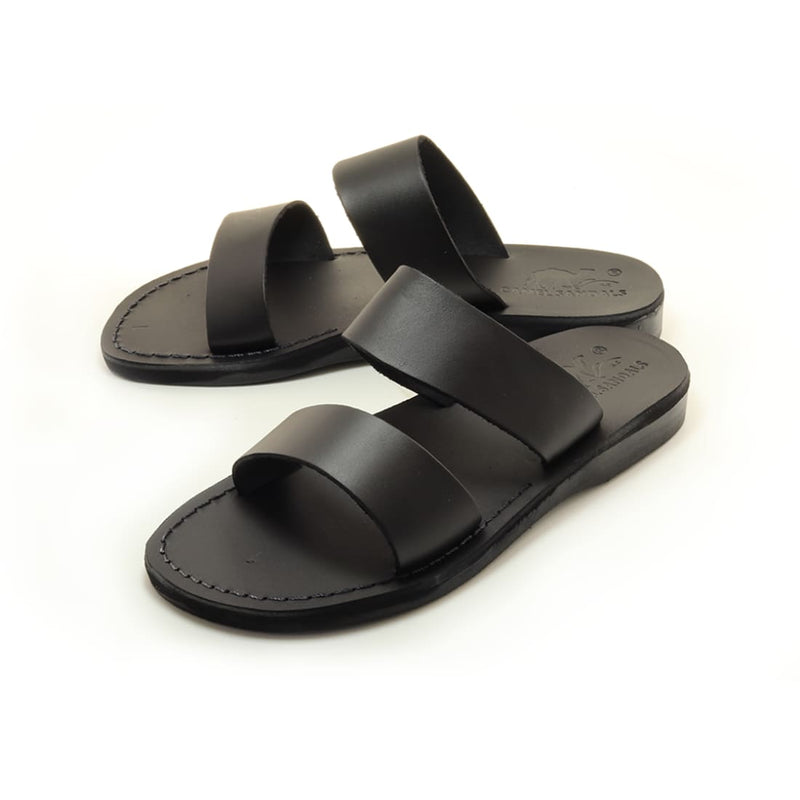  sandals, Black Men Leather Slides Slippers Model 15 - Holysouq - Handmade Leather Creations