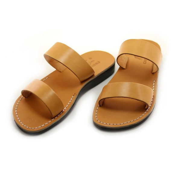  sandals, Tan Men Leather Slides Slippers Model 15 - Holysouq - Handmade Leather Creations