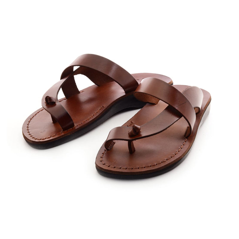 David | Brown Leather Toe Loop Sandal – Jerusalem Sandals