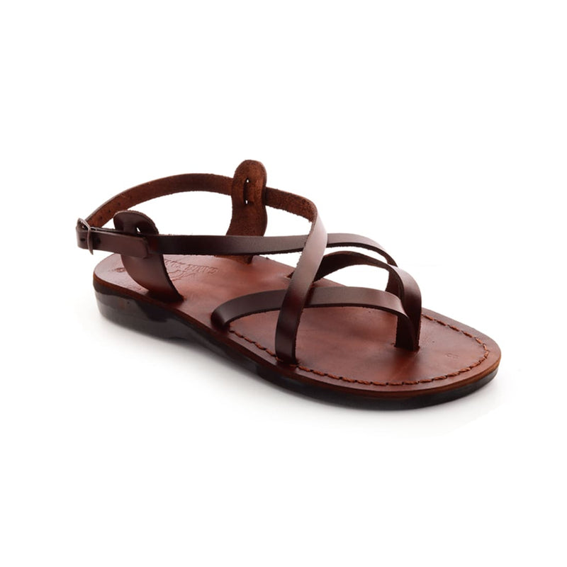 Aviv | Brown Leather Wide Strap Sandal – Jerusalem Sandals