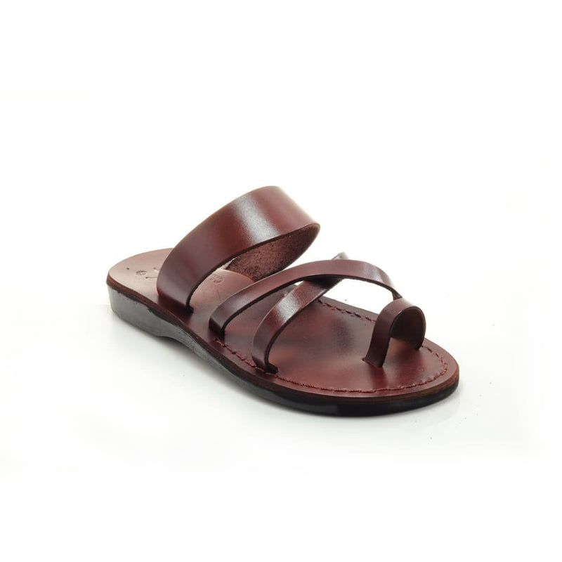 Handmade brown leather thong sandals for men
