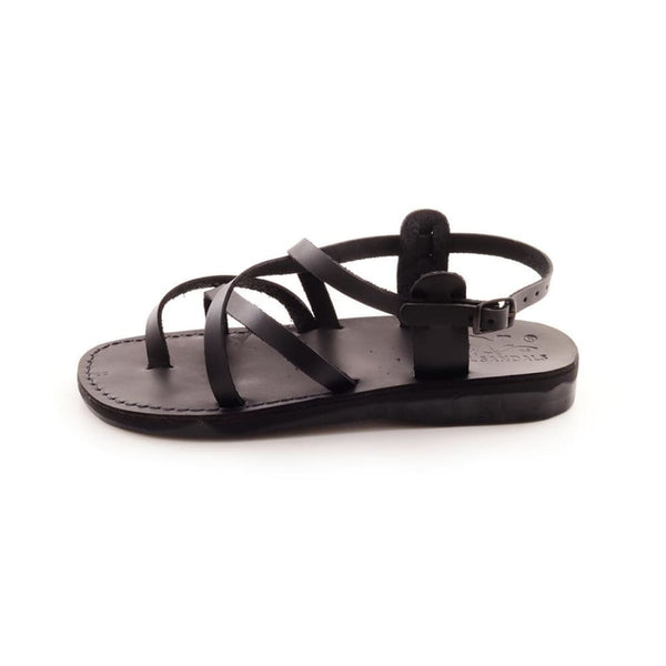 Zorah - Black leather thong sandal - sandals